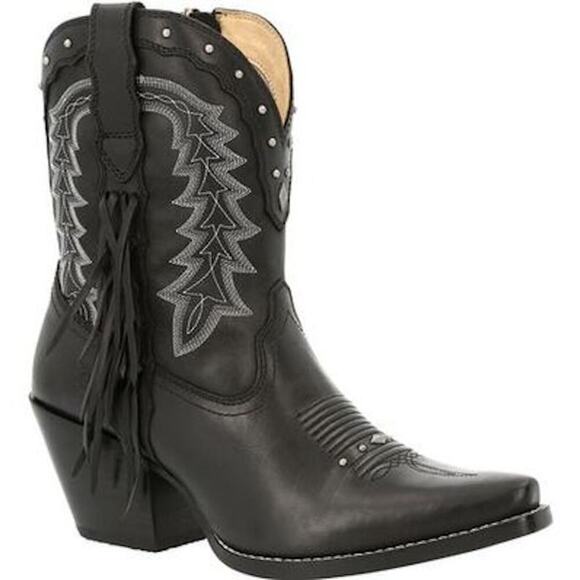 Durango Crush Western Cowboy Boots Women's Size 7.5M Full Grain Leather Fringe - Picture 1 of 16